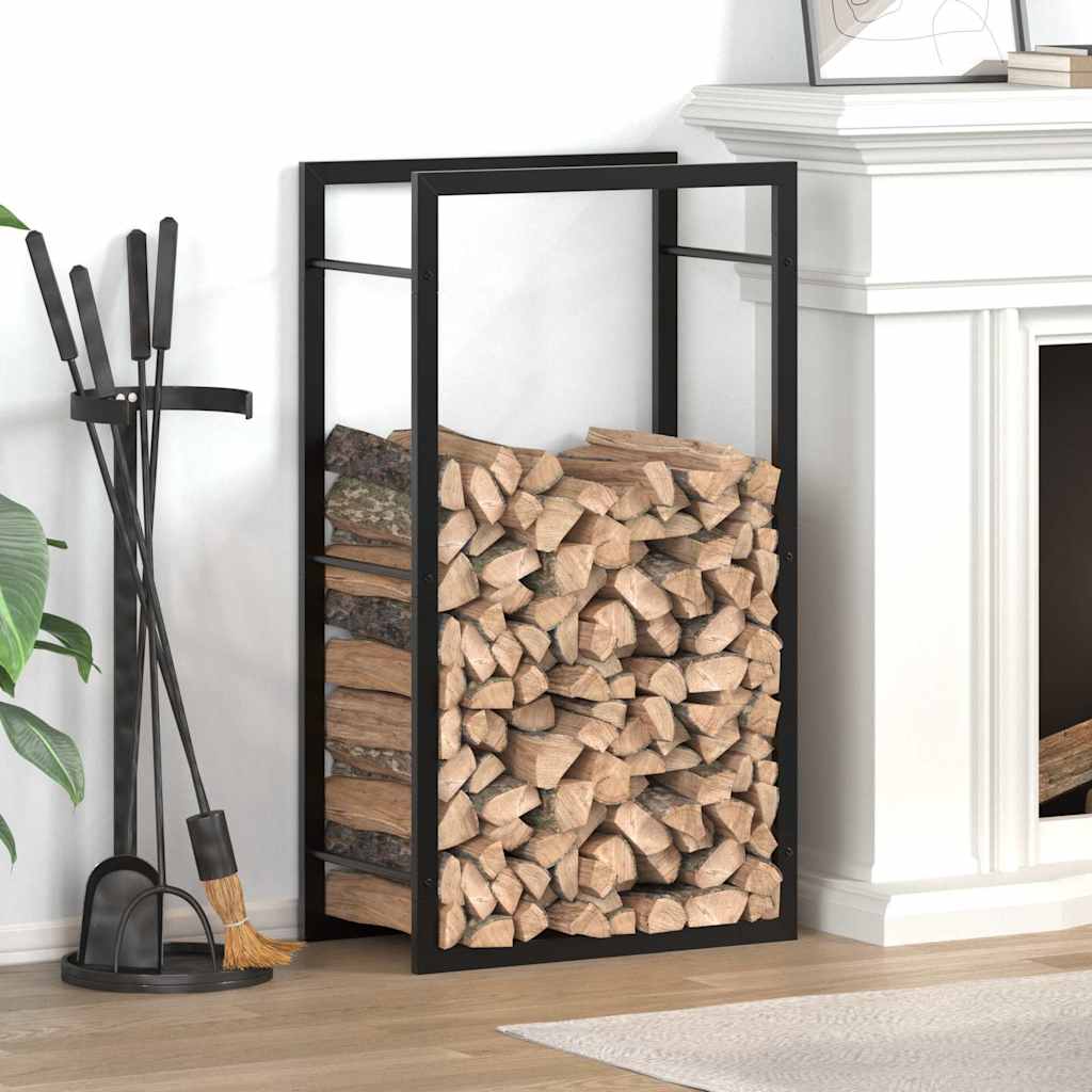 Stalak za drva za ogrjev mat crni 50x28x94 cm čelični