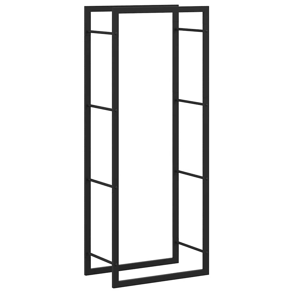 Stalak za drva za ogrjev mat crni 50x28x132 cm čelični