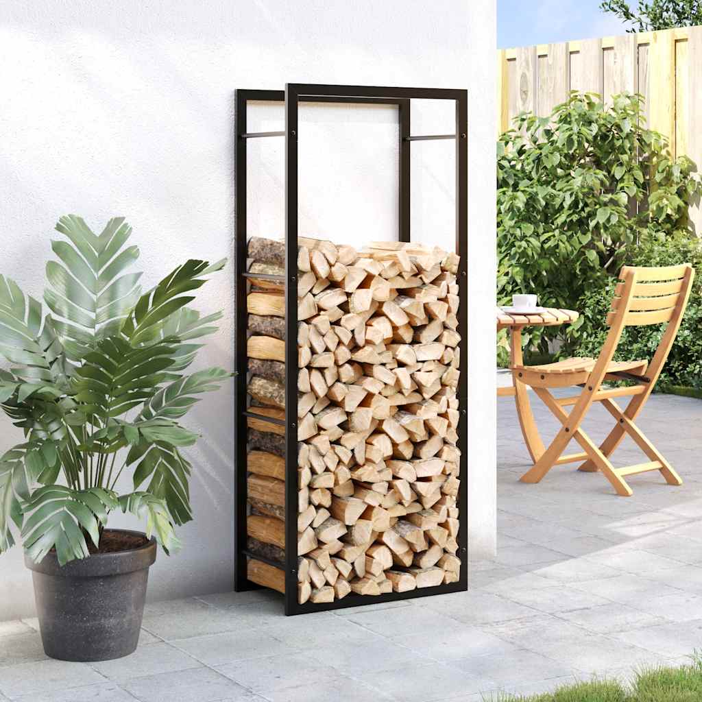 Stalak za drva za ogrjev mat crni 50x28x132 cm čelični