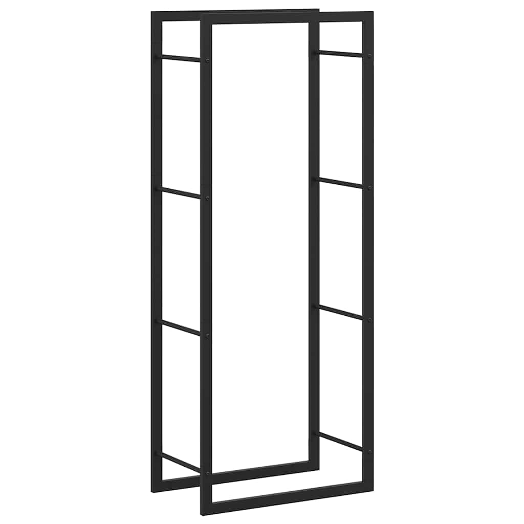 Stalak za drva za ogrjev mat crni 50x28x132 cm čelični