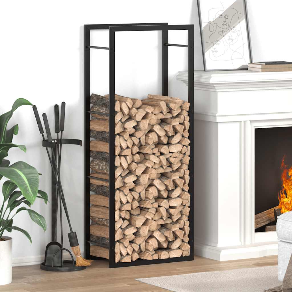 Stalak za drva za ogrjev mat crni 50x28x132 cm čelični