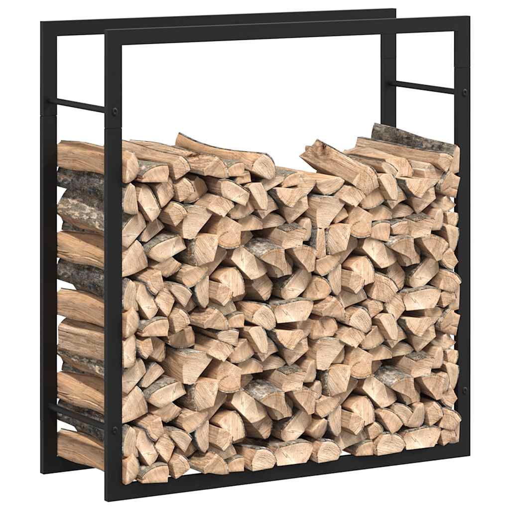Stalak za drva za ogrjev mat crni 80x28x86 cm čelični