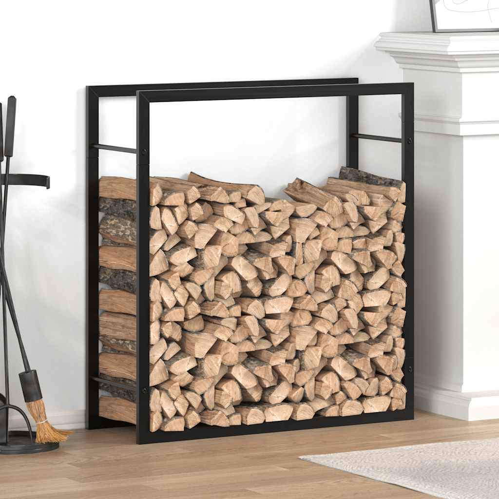 Stalak za drva za ogrjev mat crni 80x28x86 cm čelični