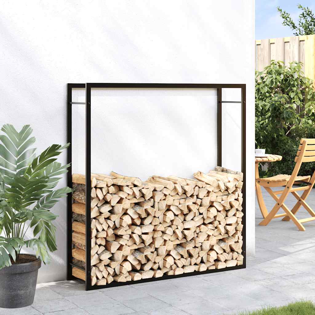 Stalak za drva za ogrjev mat crni 110x28x116 cm čelični
