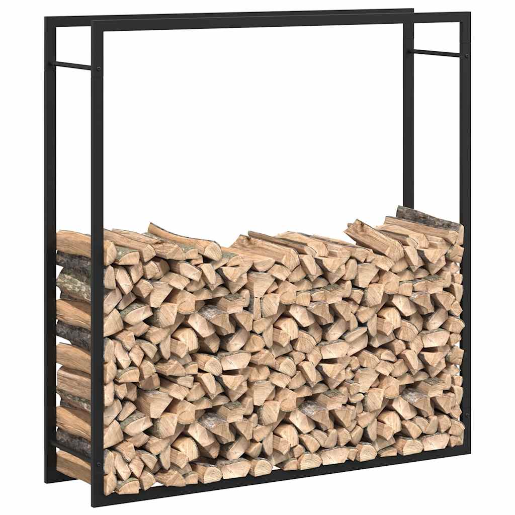 Stalak za drva za ogrjev mat crni 110x28x116 cm čelični
