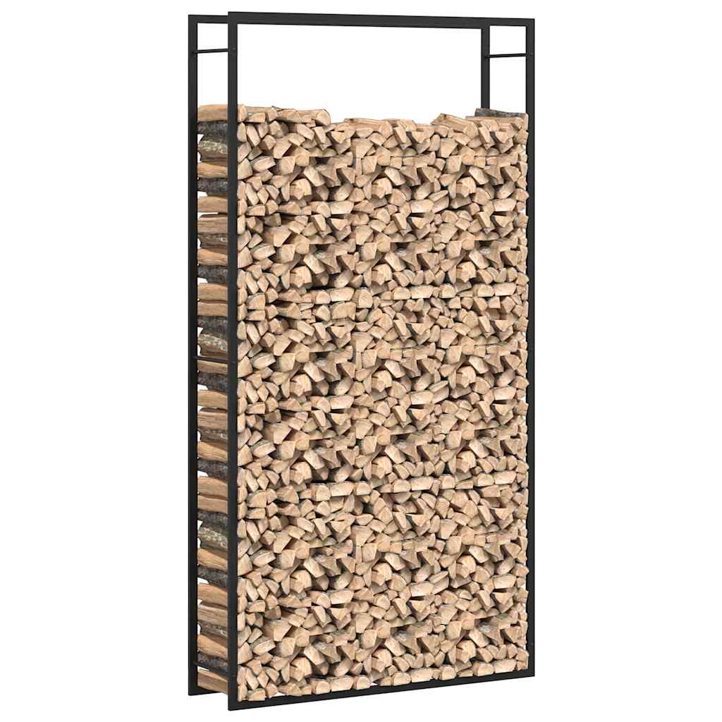 Stalak za drva za ogrjev mat crni 110x28x214 cm čelični