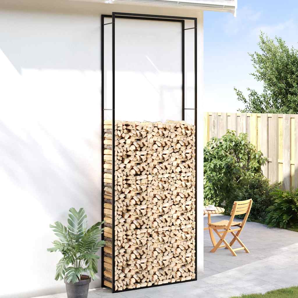Stalak za drva za ogrjev mat crni 110x28x312 cm čelični
