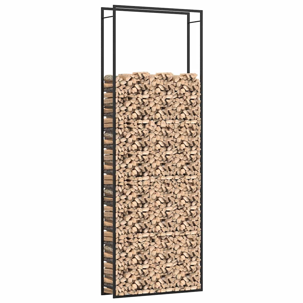 Stalak za drva za ogrjev mat crni 110x28x312 cm čelični