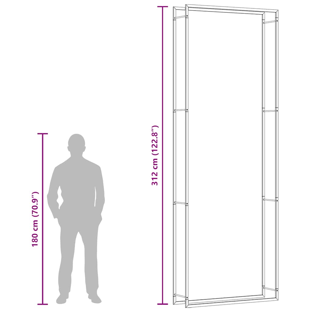 Stalak za drva za ogrjev mat crni 110x28x312 cm čelični