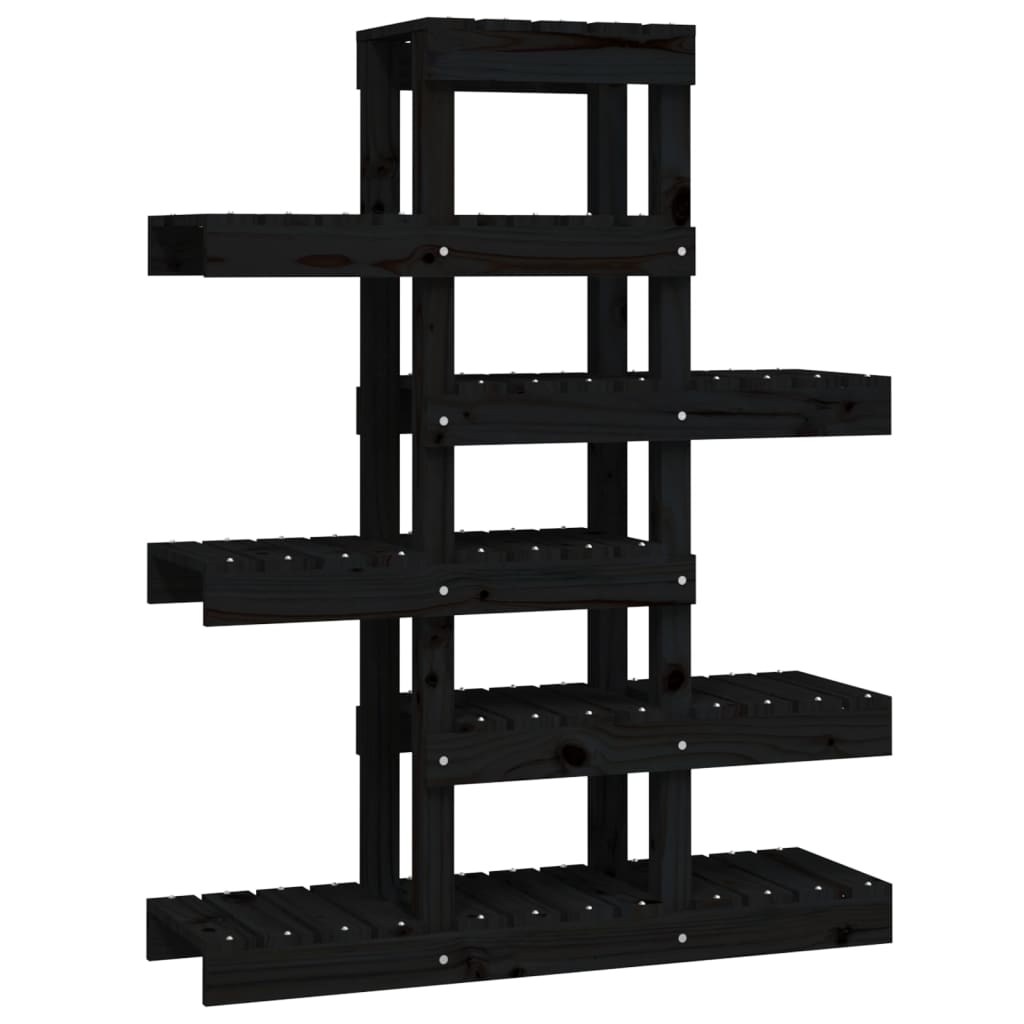 Stalak za biljke crna 85 x 25 x 109,5 cm od masivne borovine