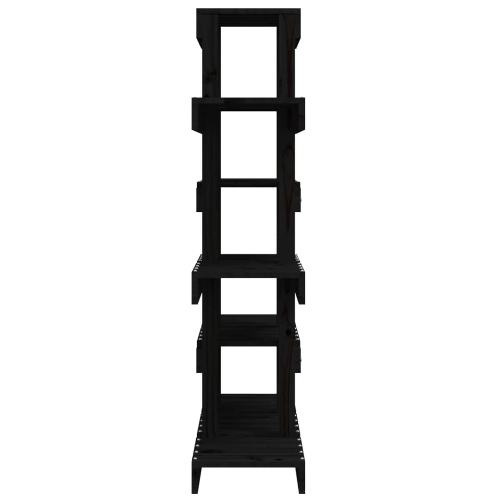 Stalak za biljke crna 85 x 25 x 109,5 cm od masivne borovine
