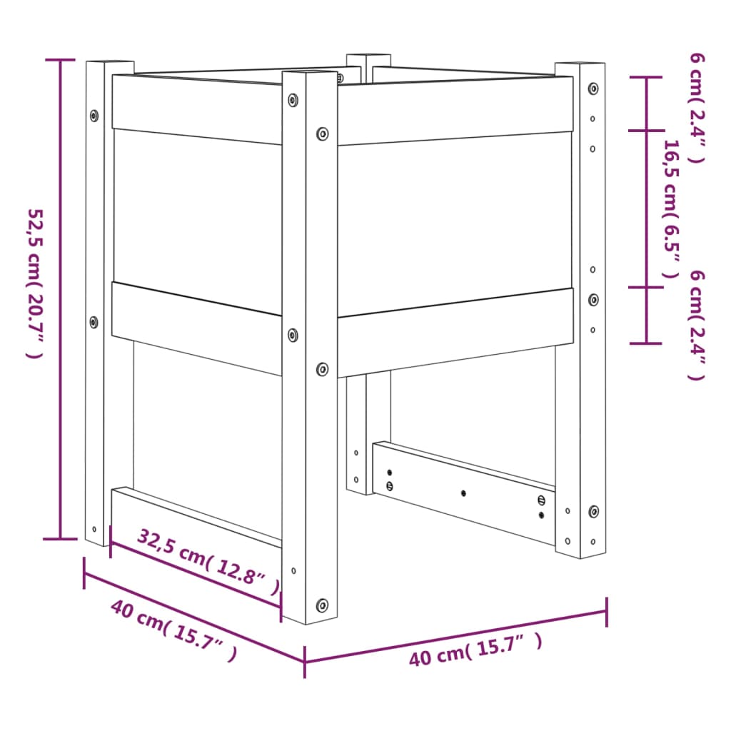 Sadilica crna 40 x 40 x 52,5 cm od masivne borovine