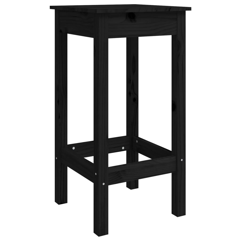 Barske stolice 2 kom crne 40 x 40 x 78 cm od masivne borovine