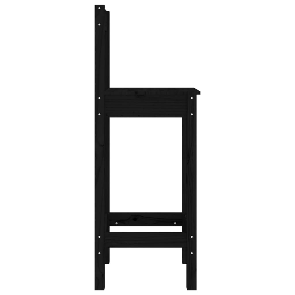 Barske stolice 2 kom crne 40x41,5x112 cm od masivne borovine