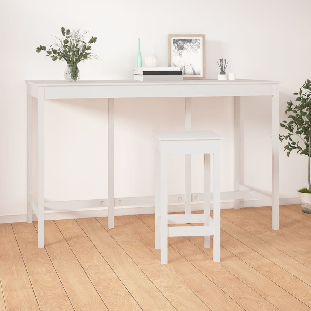 Barski stol bijeli 180x80x110 cm od masivne borovine
