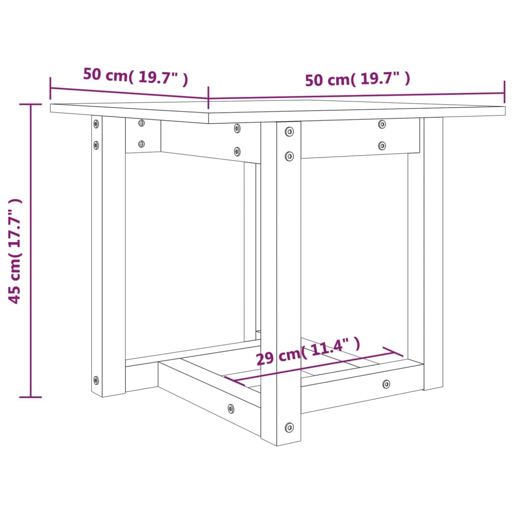 Stolić za kavu sivi 50 x 50 x 45 cm od masivne borovine