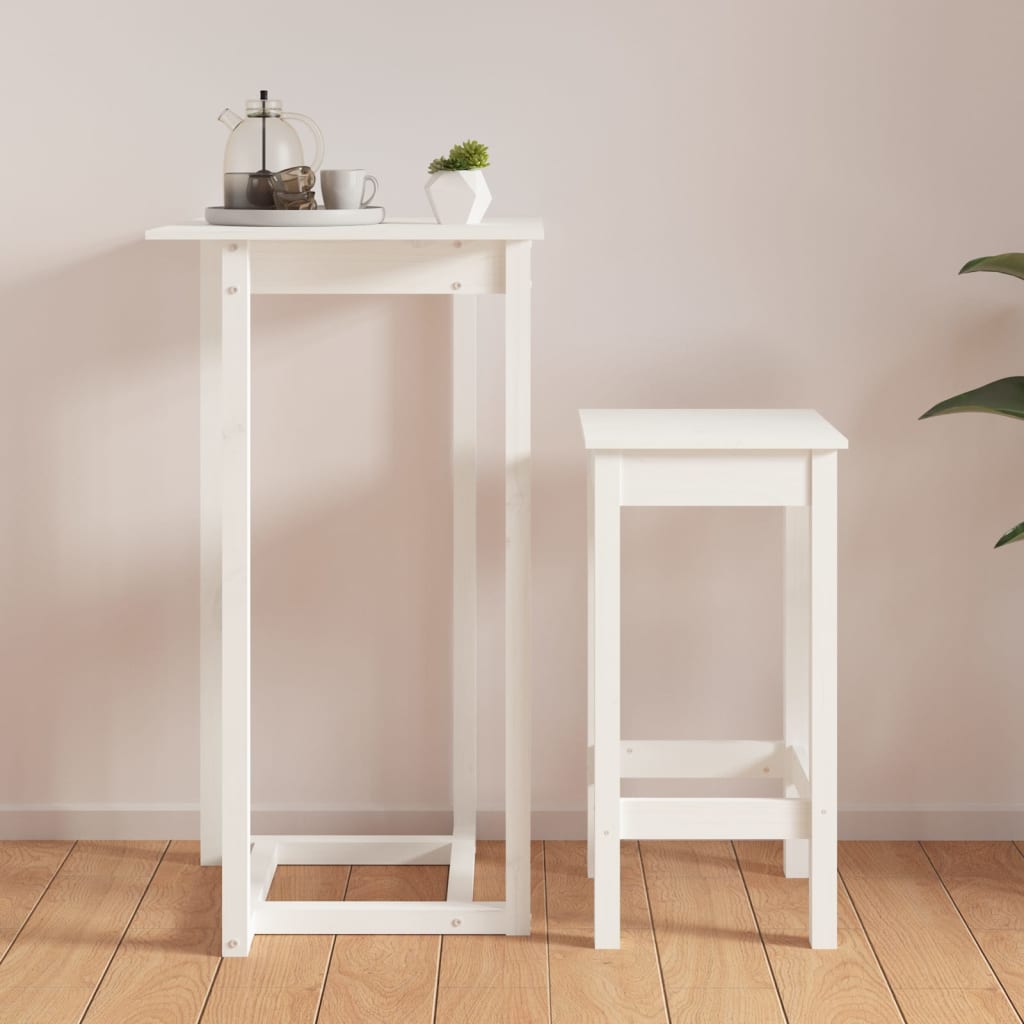 Barski stol bijeli 60 x 60 x 110 cm od masivne borovine