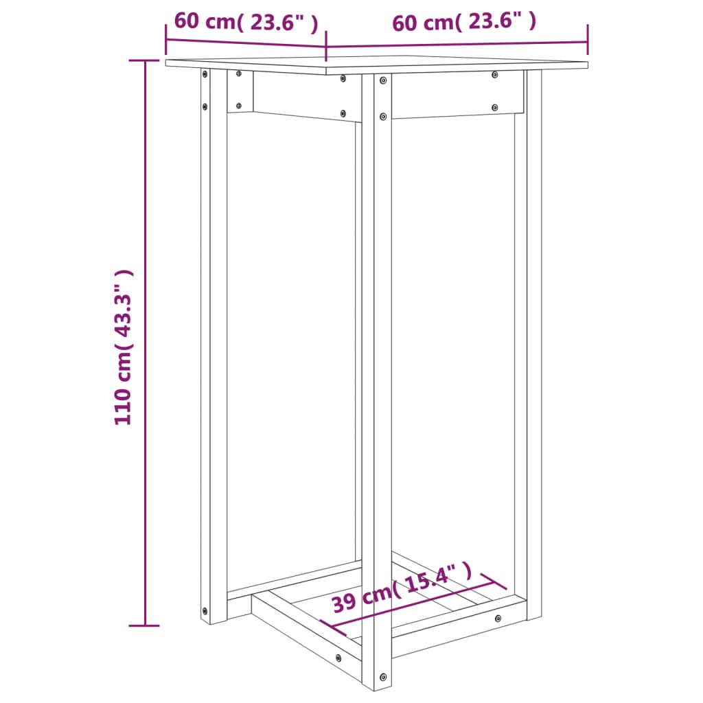 Barski stol bijeli 60 x 60 x 110 cm od masivne borovine