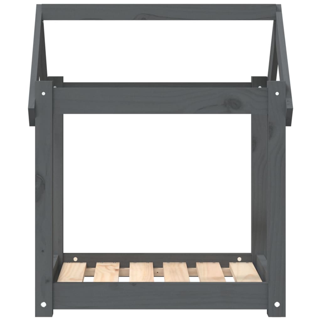Krevet za pse sivi 61 x 50 x 70 cm od masivne borovine