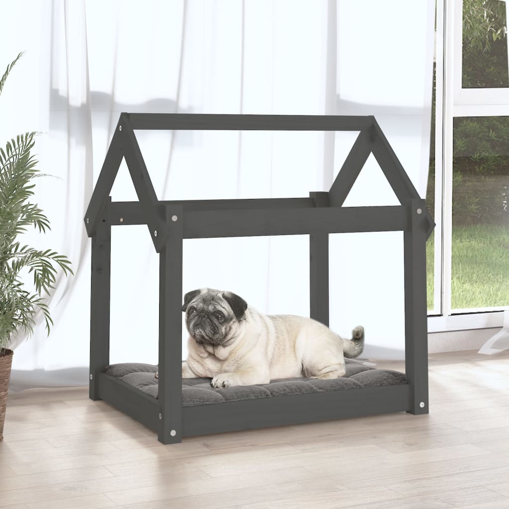Krevet za pse sivi 71 x 55 x 70 cm od masivne borovine