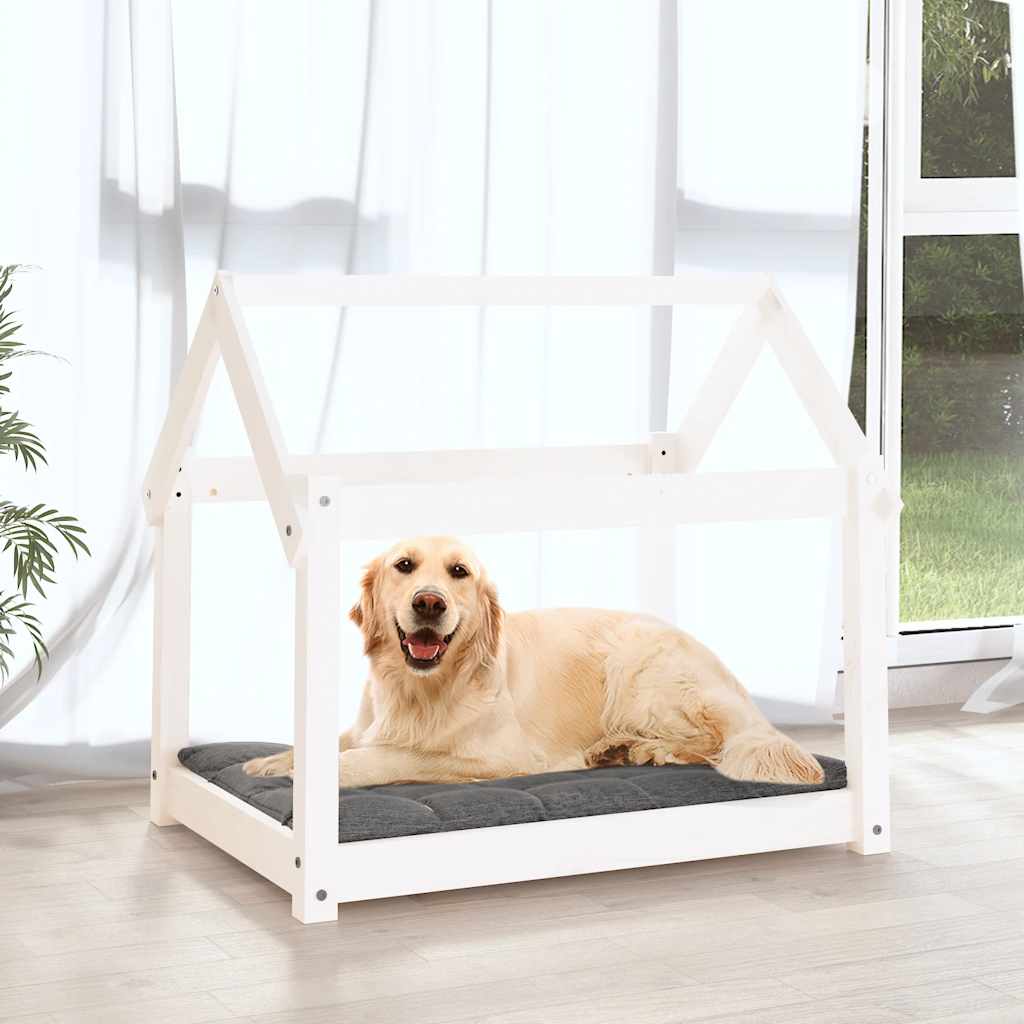 Krevet za pse bijeli 81 x 60 x 70 cm od masivne borovine
