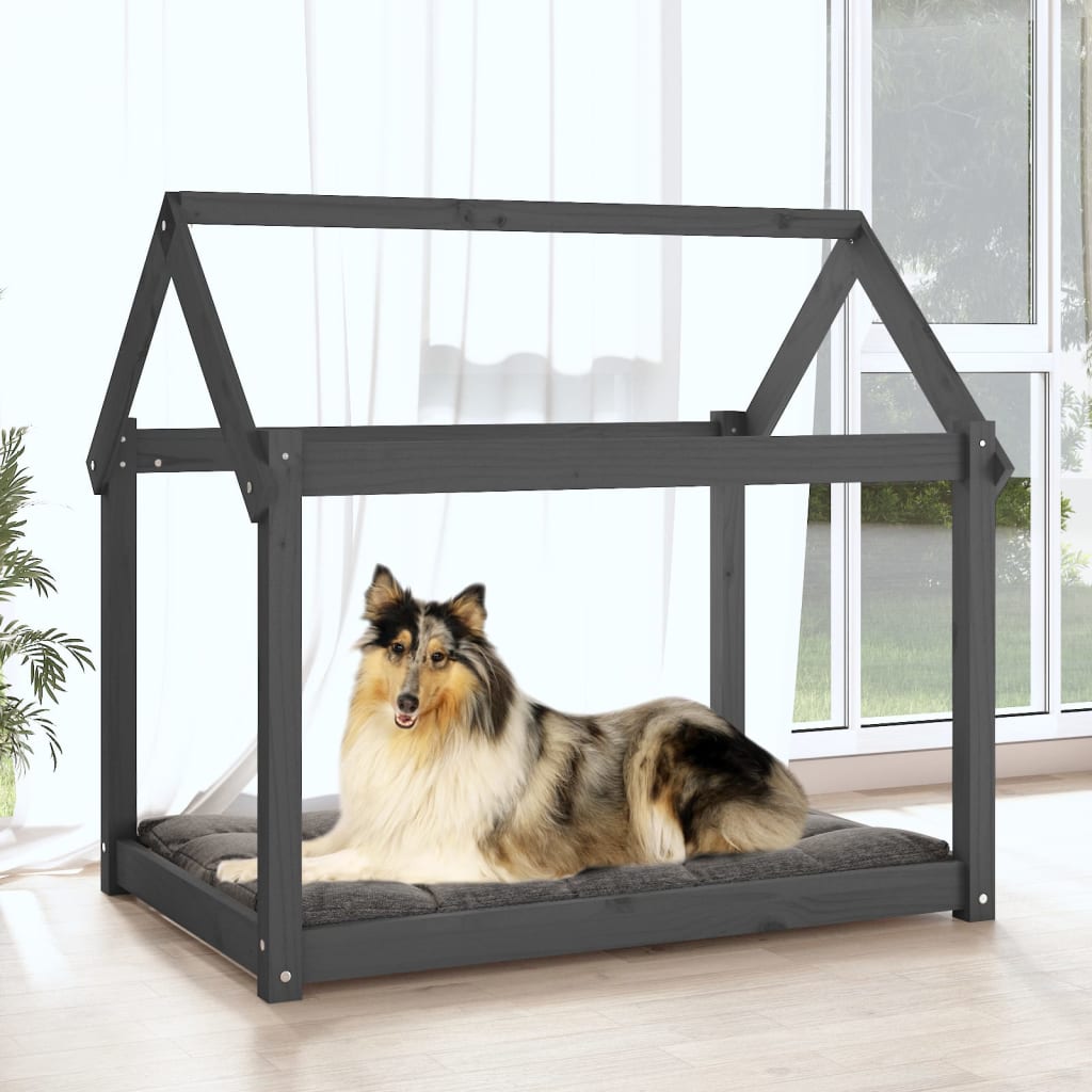 Krevet za pse sivi 101x70x90 cm od masivne borovine