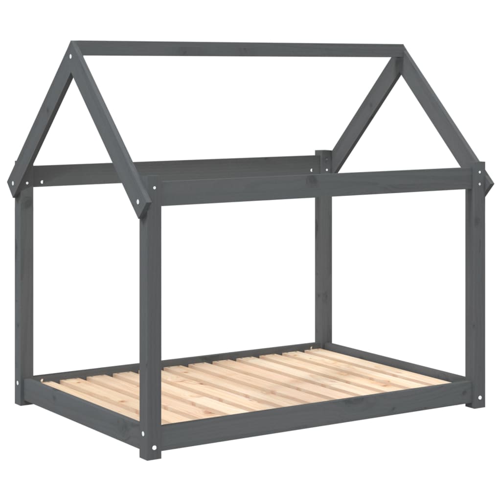 Krevet za pse sivi 111x80x100 cm od masivne borovine