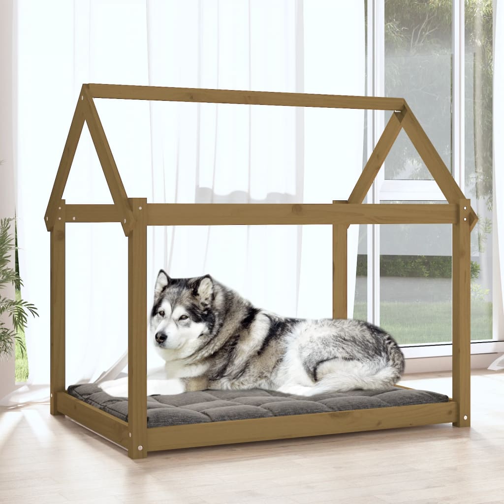 Krevet za pse smeđa boja meda 111x80x100 cm od masivne borovine