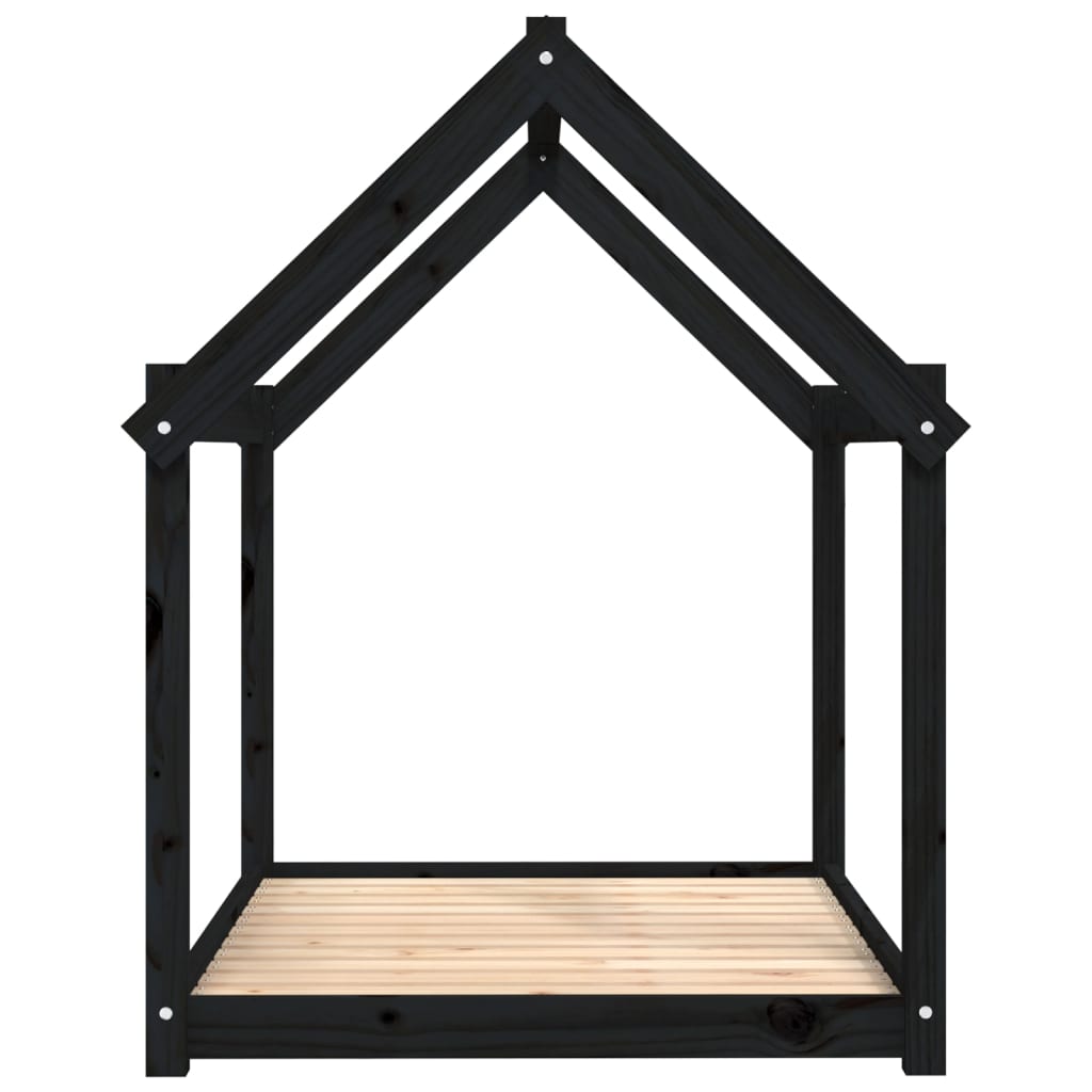 Krevet za pse crni 111x80x100 cm od masivne borovine