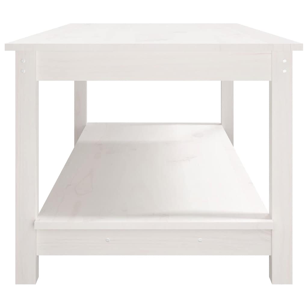 Stolić za kavu bijeli 110 x 55 x 45 cm od masivne borovine
