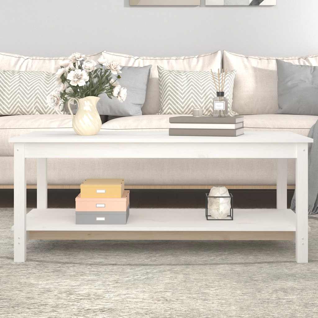 Stolić za kavu bijeli 110 x 55 x 45 cm od masivne borovine
