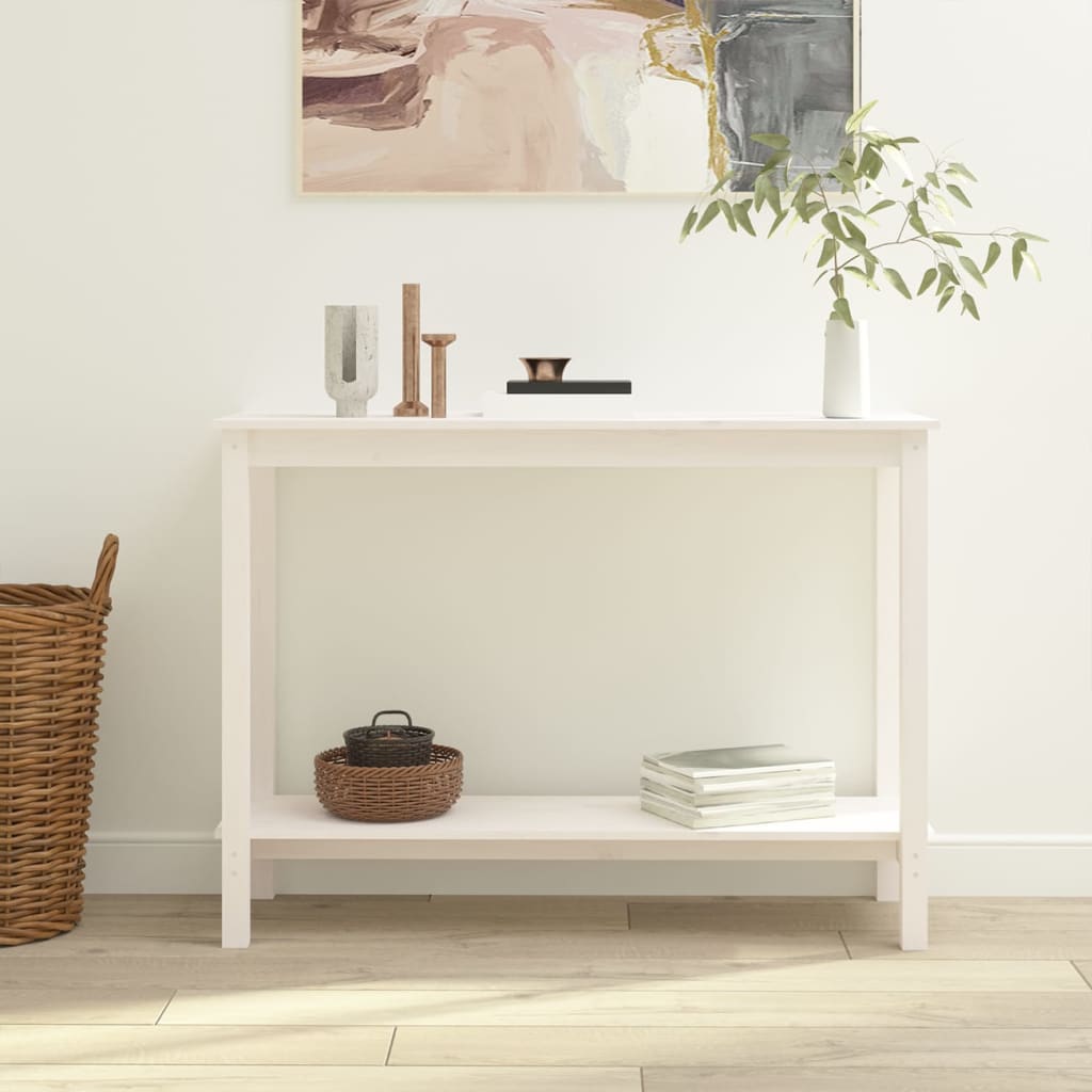 Konzolni stol bijeli 110 x 40 x 80 cm od masivne borovine