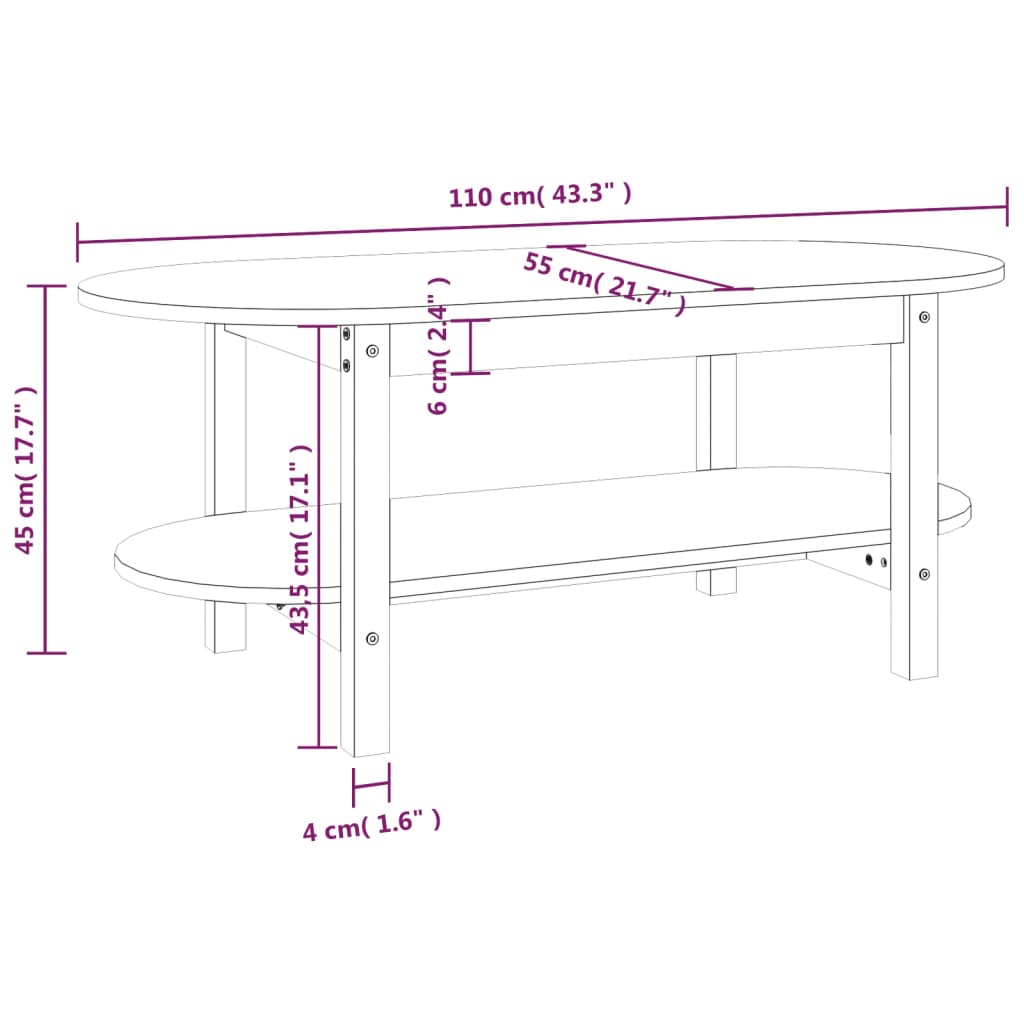 Stolić za kavu sivi 110 x 55 x 45 cm od masivne borovine