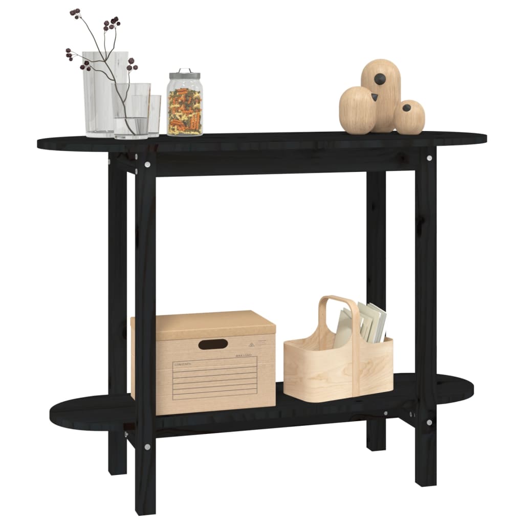 Konzolni stol crni 110 x 40 x 80cm od masivne borovine