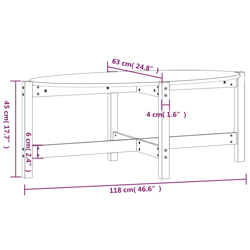 Stolić za kavu boja meda 118 x 63 x 45 cm od masivne borovine