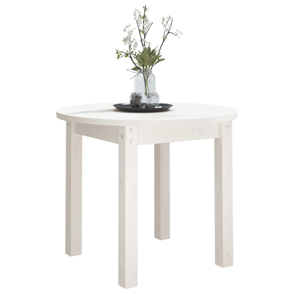 Stolić za kavu bijeli Ø 55 x 45 cm od masivne borovine