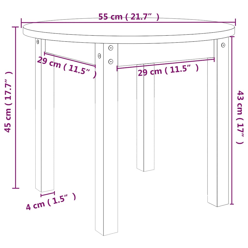 Stolić za kavu crni Ø 55x45 cm od masivne borovine