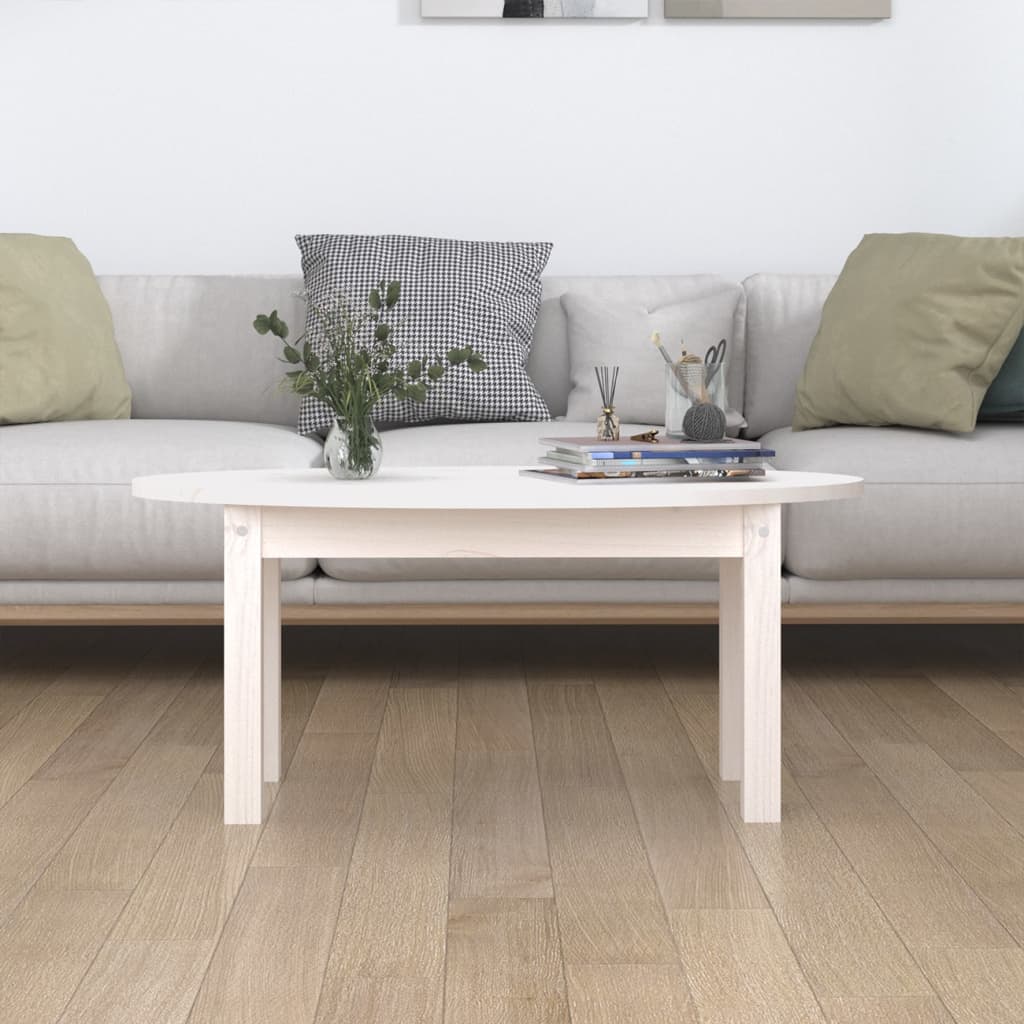 Stolić za kavu bijeli 80 x 40 x 35 cm od masivne borovine