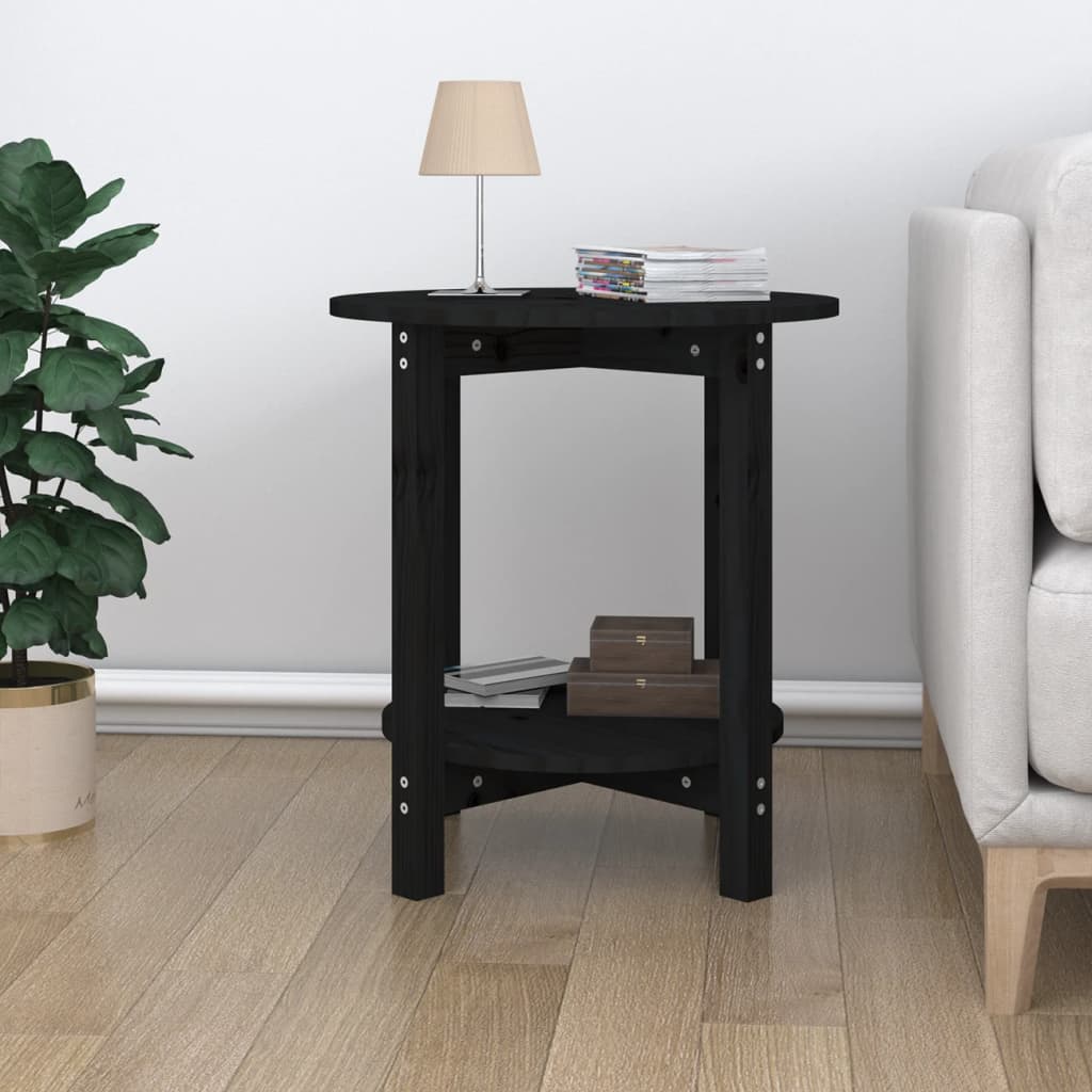 Stolić za kavu crni Ø 55x60 cm od masivne borovine