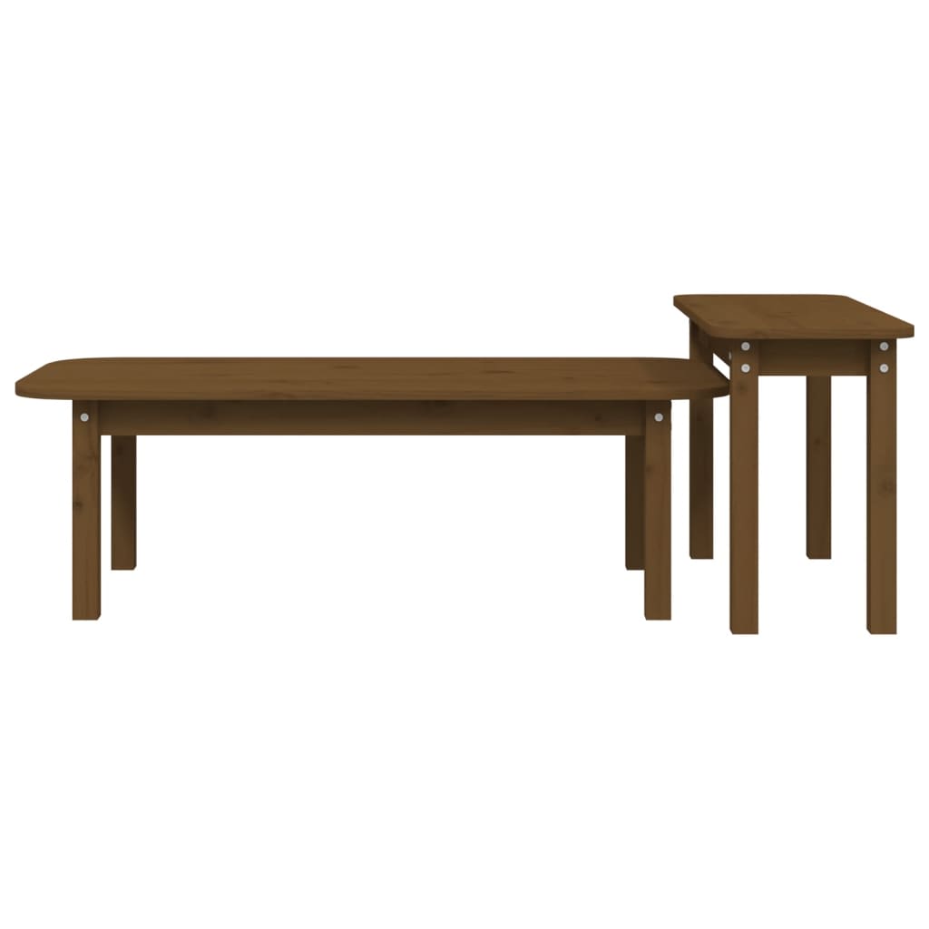 2-dijelni set stolića za kavu boja meda od masivne borovine