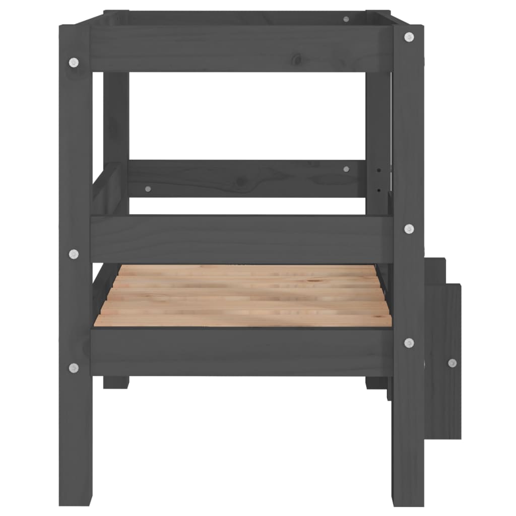 Krevet za pse sivi 55,5x53,5x60 cm od masivne borovine