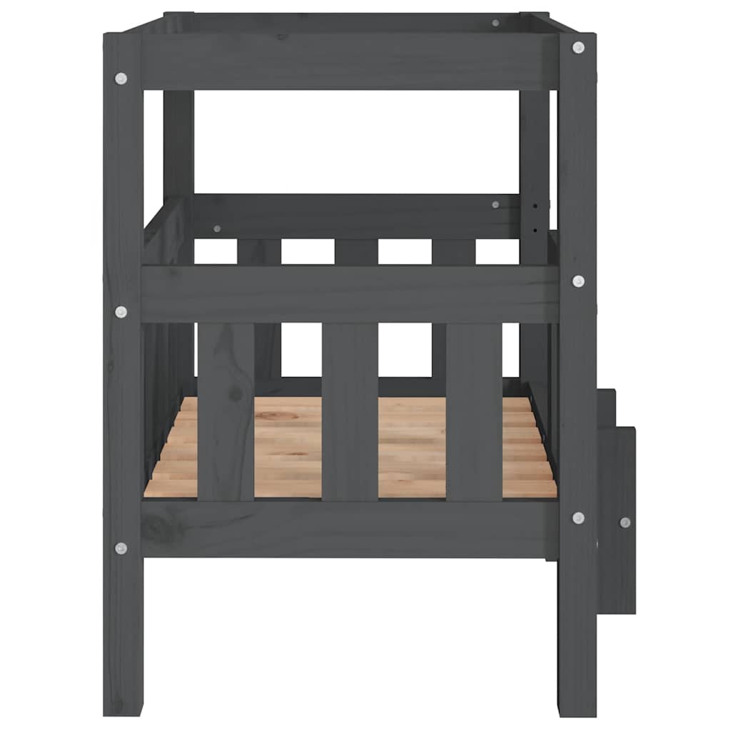 Krevet za pse sivi 65,5x50,5x70 cm od masivne borovine