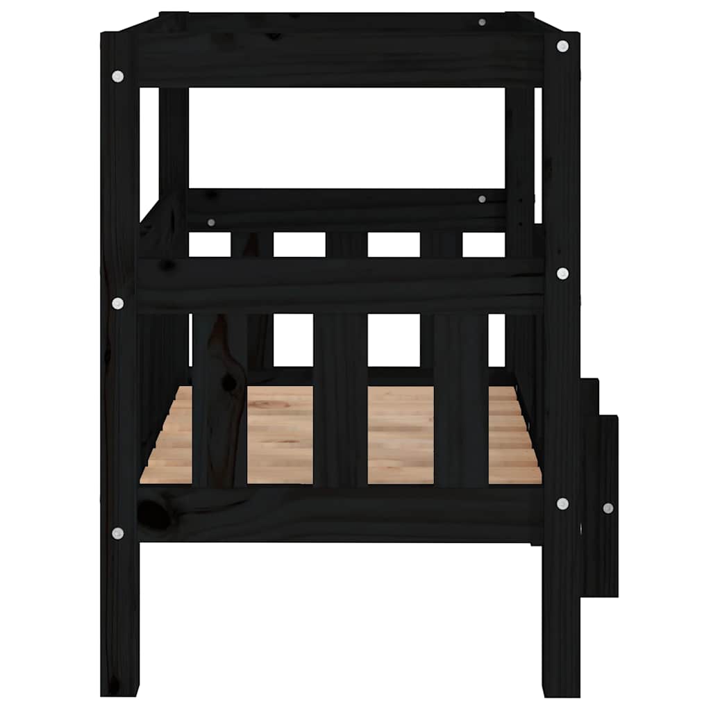 Krevet za pse crna 65,5x50,5x70 cm od masivne borovine