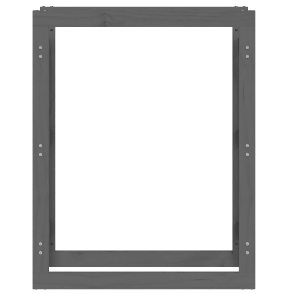 Stalak za drva za ogrjev sivi 80x25x100 cm od masivne borovine