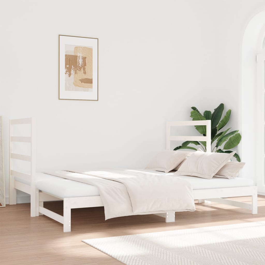 Dnevni ležaj na izvlačenje bijeli 2x(90x190)cm masivna borovina
