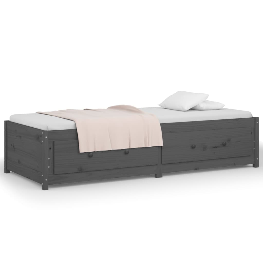 Dnevni ležaj sivi 90 x 200 cm od masivne borovine