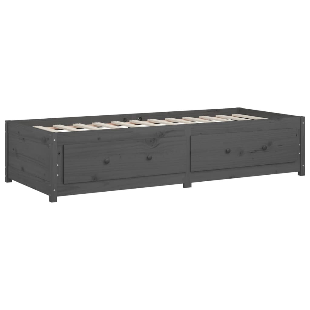 Dnevni ležaj sivi 90 x 200 cm od masivne borovine