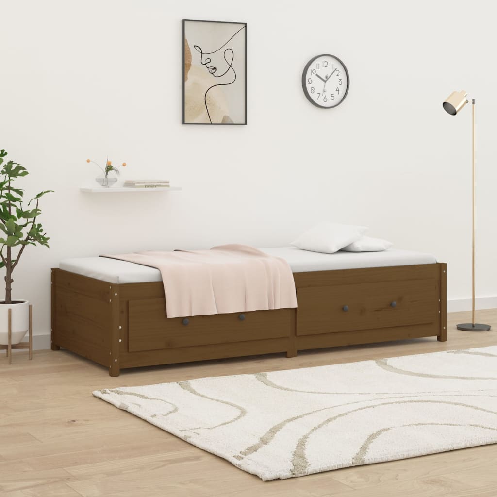 Dnevni ležaj smeđa boja meda 90x200 cm od masivne borovine