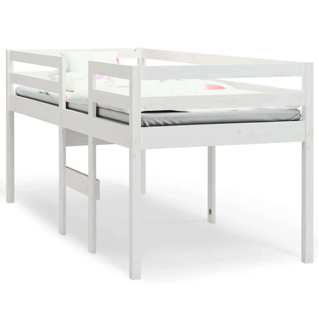 Visoki krevet bijeli 90 x 190 cm od masivne borovine