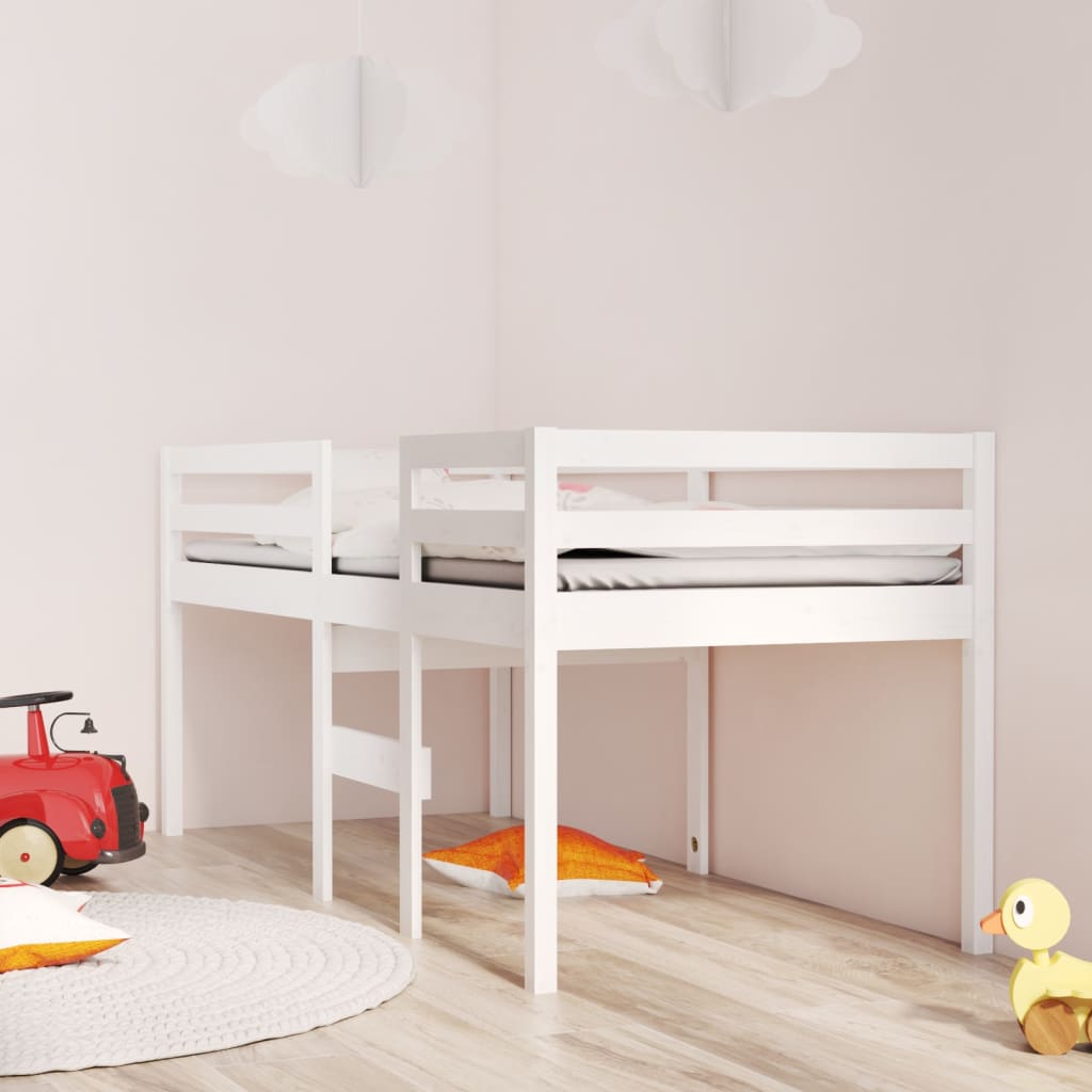 Visoki krevet bijeli 90 x 190 cm od masivne borovine